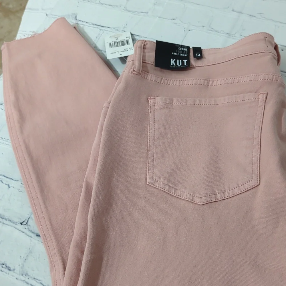NWT KUT HIGHRISE CONNIE FAB AB SKINNY ANKLE ROSE SZ 14